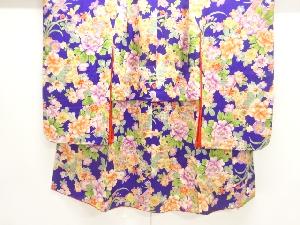 アンティーク　錦紗草花模様着物（内袖付き）